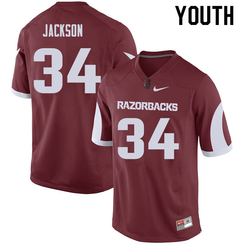 Youth #34 Kendrick Jackson Arkansas Razorback College Football Jerseys Sale-Cardinal